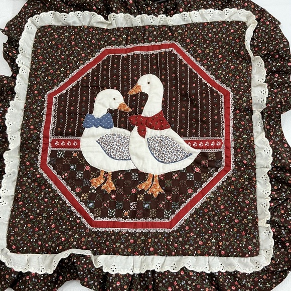 vintage handmade Charming Goose Accent Pillows - Brown and White - Picture 2 of 4